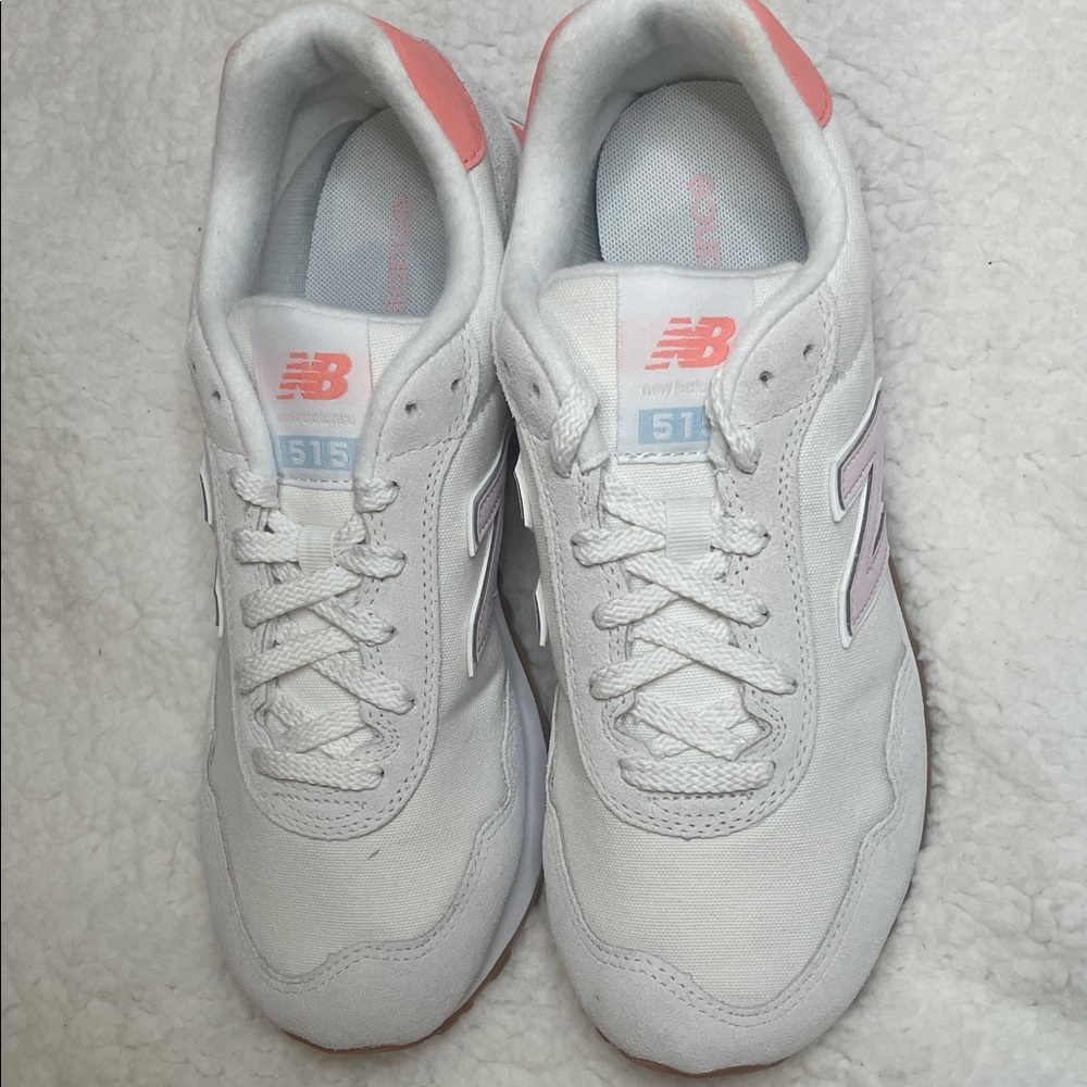 New Balance White and Coral Sneakers